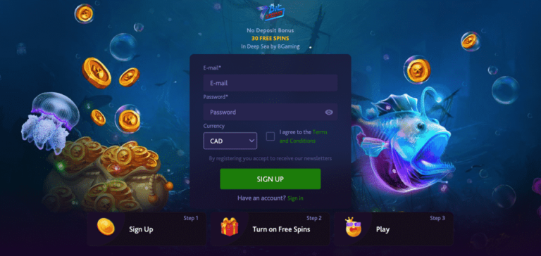 30 free spins deep sea