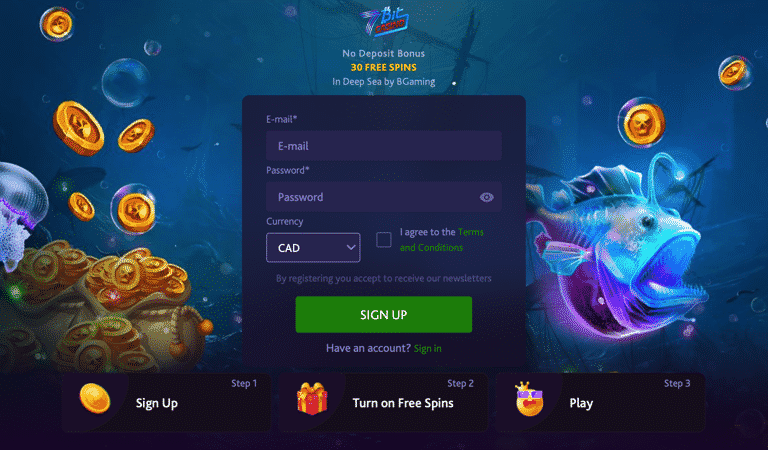 30 free spins on Deep Sea